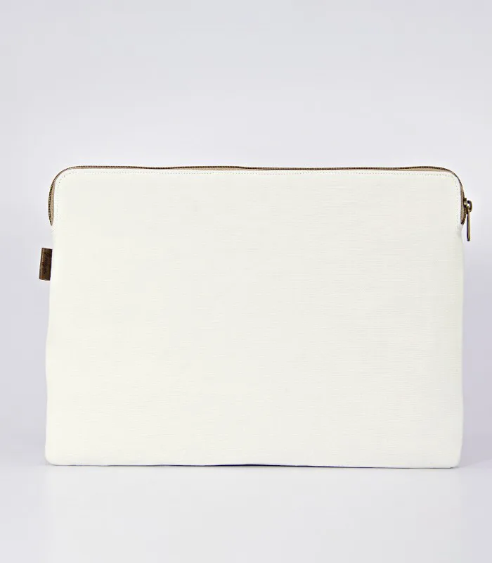 Multicolored Leaf Work Hand Sozni Work Pure Cotton Laptop Bag - With Lining