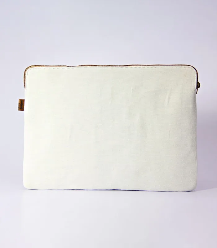 Multicolored Hand Sozni Work Pure Cotton Laptop Bag- Floral Purple - With Lining