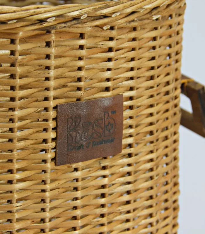 Willow Wicker Ruck Sack Shaped Storage Basket With Wooden Handles