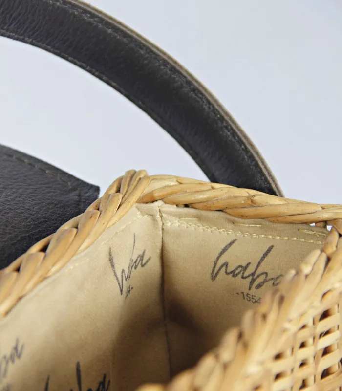 Willow Wicker Miniature Rectangular Handbag - With Leather Flap, Magnetic Lock and Lining