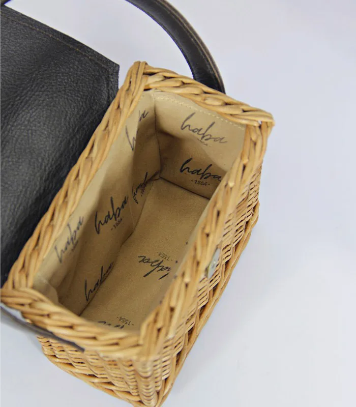 Willow Wicker Miniature Rectangular Handbag - With Leather Flap, Magnetic Lock and Lining