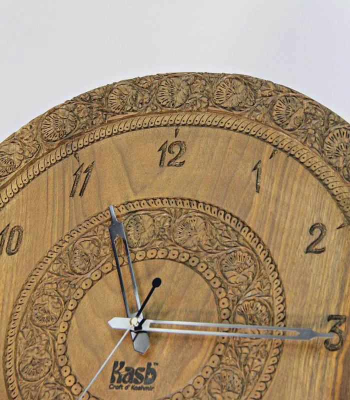 Antique Walnut Wood Hand Carved Wall Clock