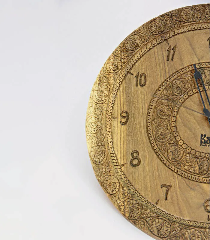 Antique Walnut Wood Hand Carved Wall Clock