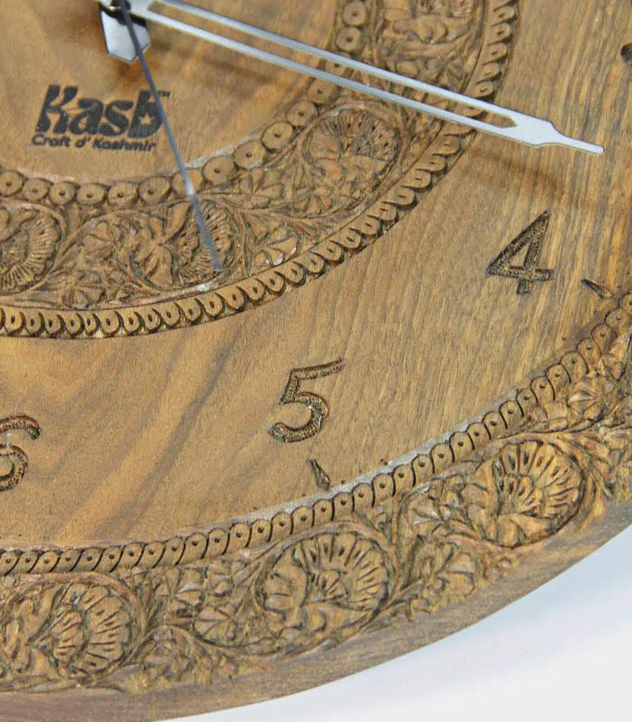 Antique Walnut Wood Hand Carved Wall Clock