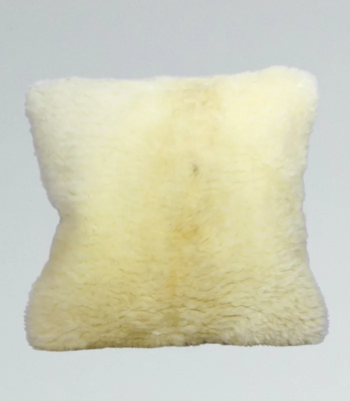 Real Kashmiri Merino Fur Cushion Cover With Plain Back - 16x16 inches