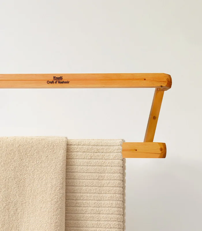 Deodar Wood Handmade Bathroom Towel Hanger (Special Wet Area Wood Product)