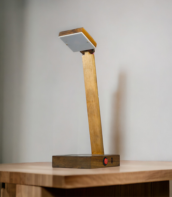 Sensor Touch Walnut Wood Multipurpose Side Table Lamp