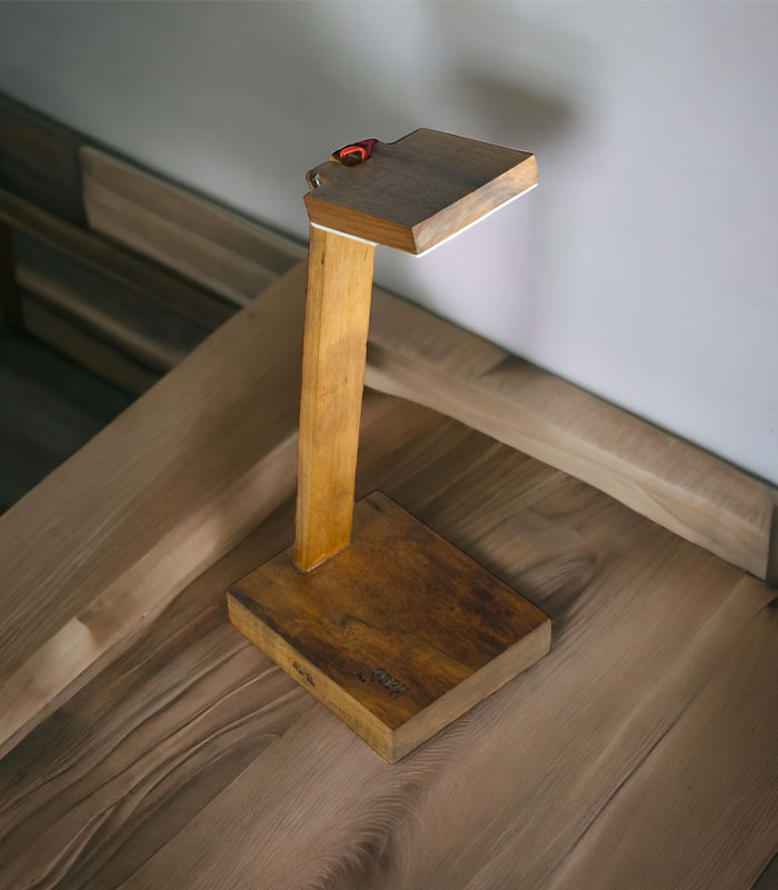 Sensor Touch Walnut Wood Multipurpose Side Table Lamp