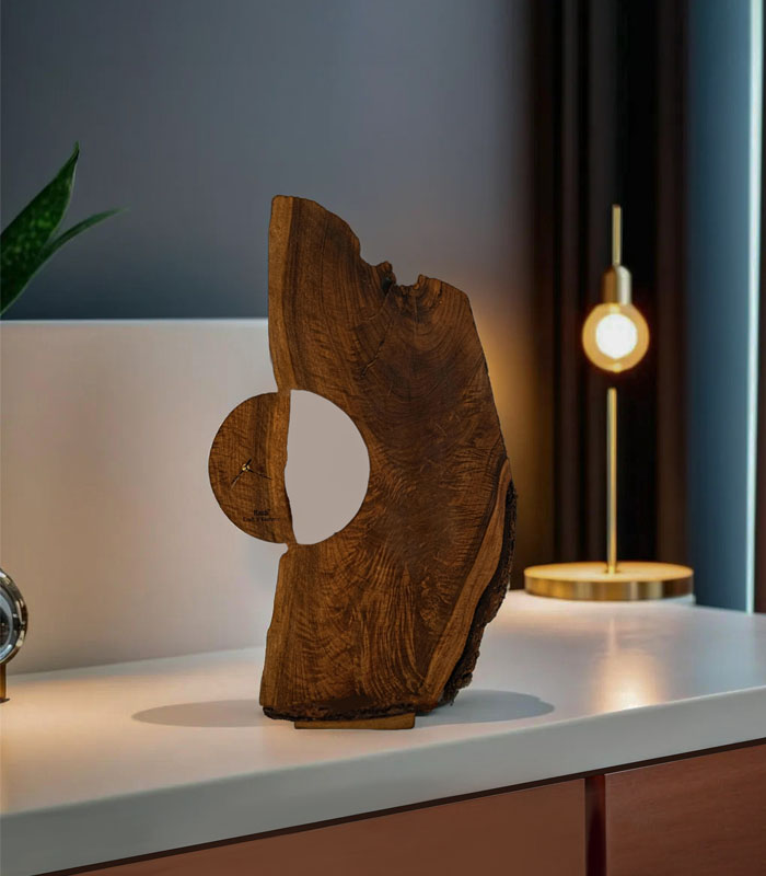 Walnut Wood Clock with Illuminated Elegance