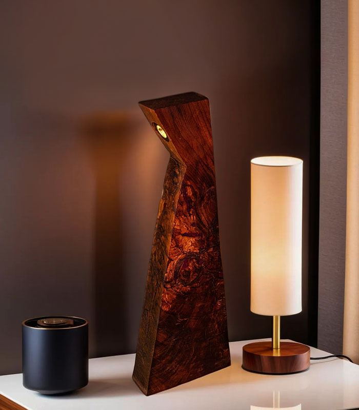 Sunlit Walnut Wood Decor Lamp
