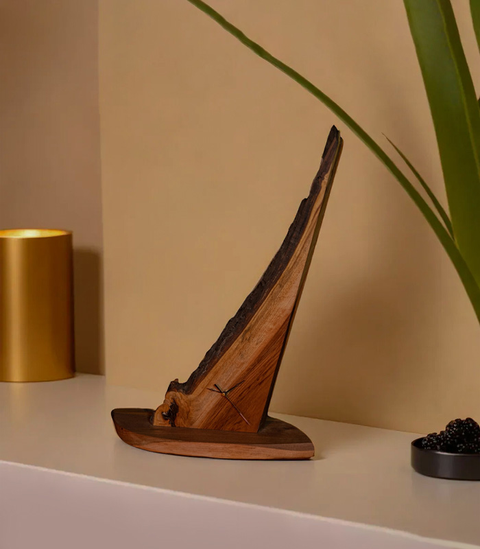 Unique Silhouette Walnut Wood Table Clock