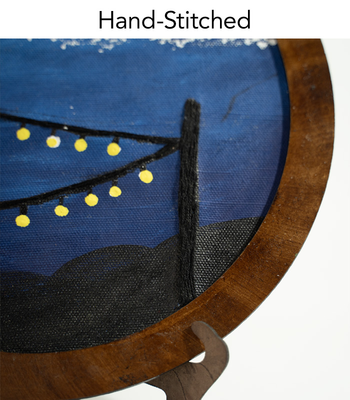 Cozy Night Vibes – Hand Embroidery Art for Wall Decor & Tabletop Display