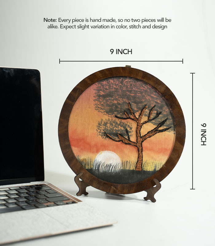 Twilight Glow – Hand Embroidery Art for Wall Decor & Tabletop Display