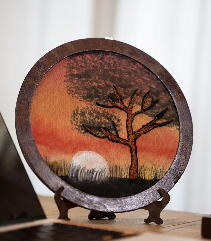 Twilight Glow – Hand Embroidery Art for Wall Decor & Tabletop Display