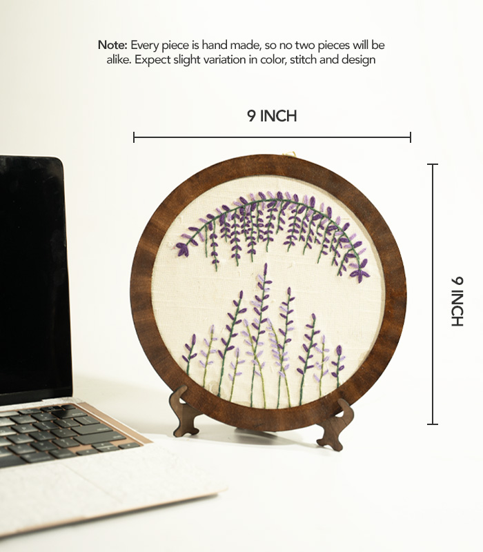 Lavender Meadow – Hand Embroidery Art for Wall Decor & Tabletop Display