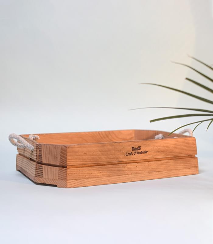 Handmade Deodar Wooden Vanity Tray for Washroom and Kitchen/ Countertop (Waterproof)