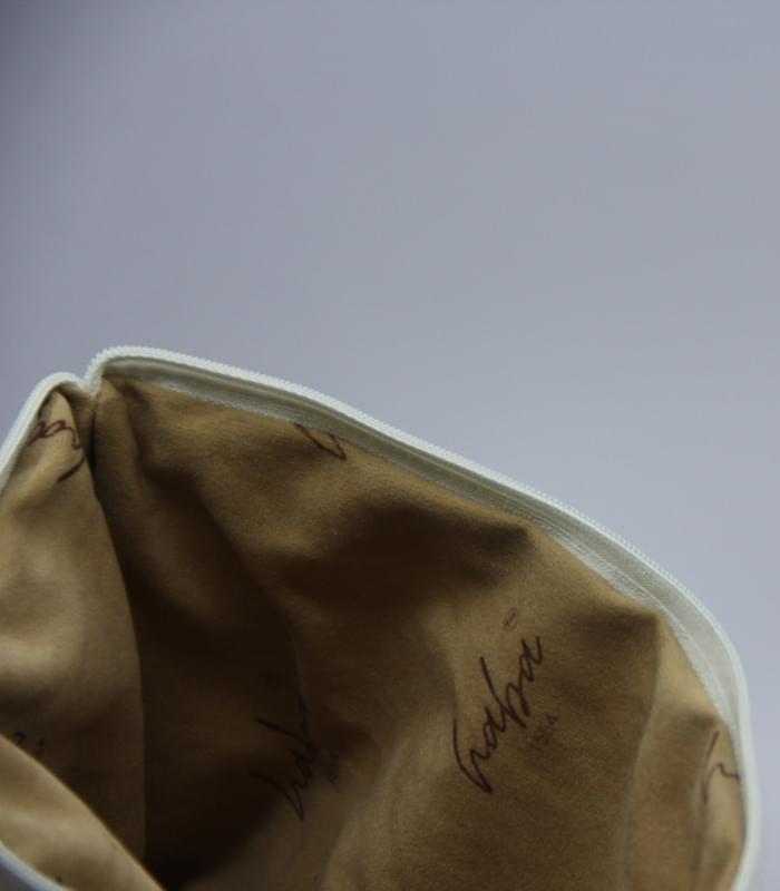 Hand Sozni Work Pure Cotton Make-Up Pouch - With Lining (Beige-Green)