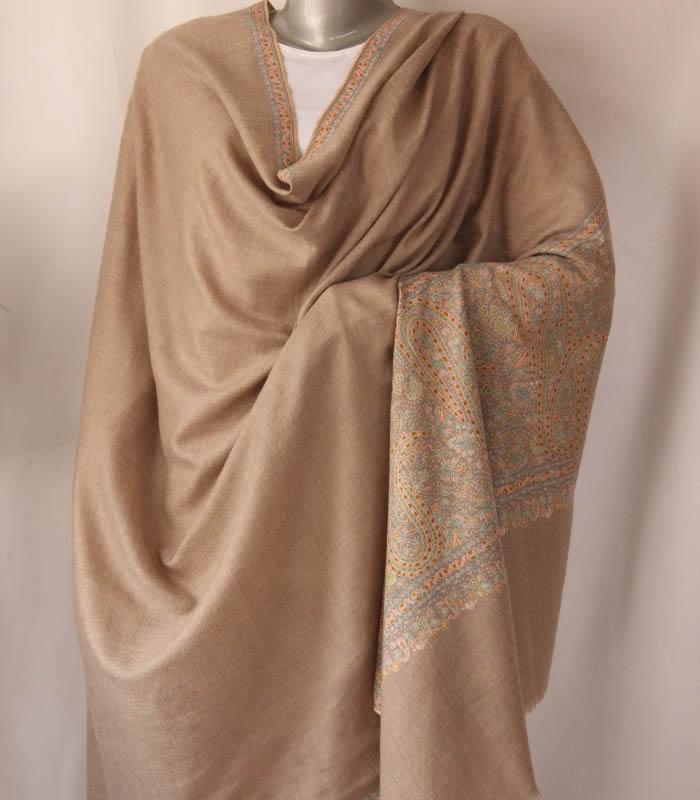 Natural Colored Paladaar Hand Woven Kashmiri 100% Pure Pashmina Shawl 1
