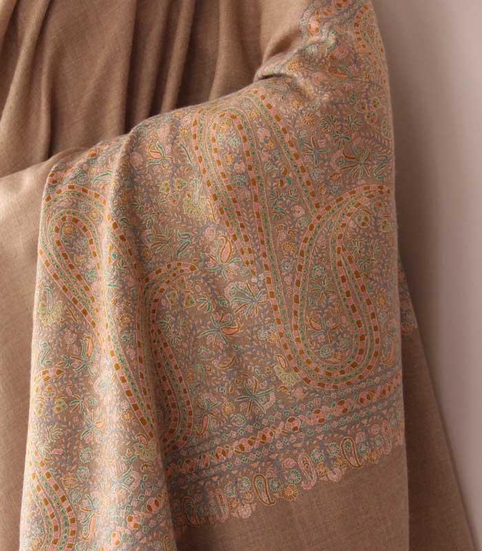 Natural Colored Paladaar Hand Woven Kashmiri 100% Pure Pashmina Shawl 2