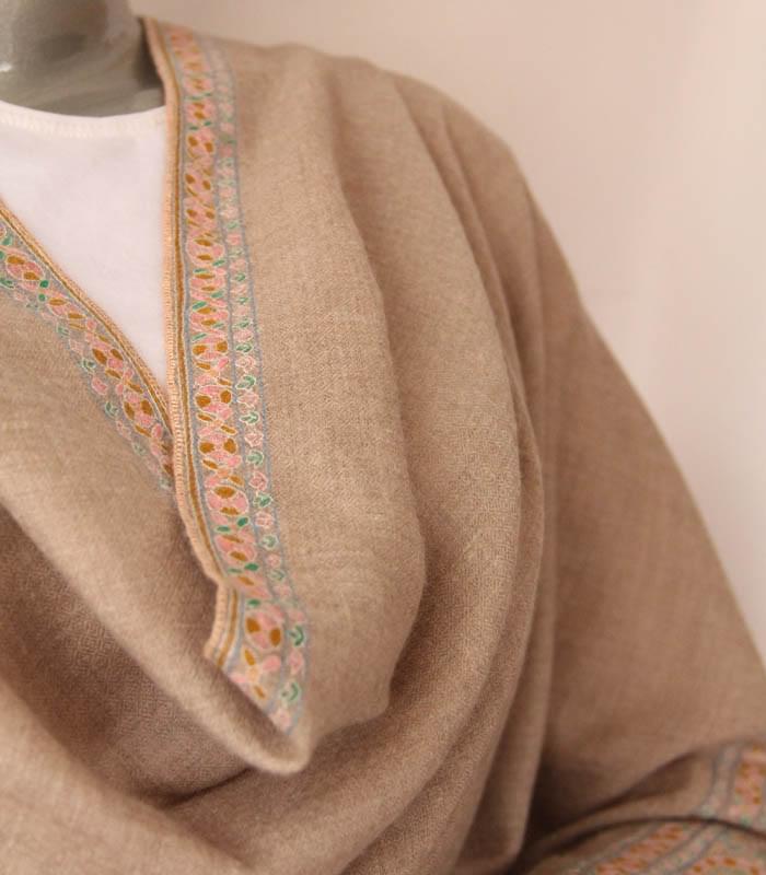 Natural Colored Paladaar Hand Woven Kashmiri 100% Pure Pashmina Shawl 3