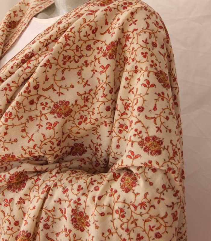 Natural Cream Jalidaar Hand Embroidered Kashmiri Pashmina Shawl