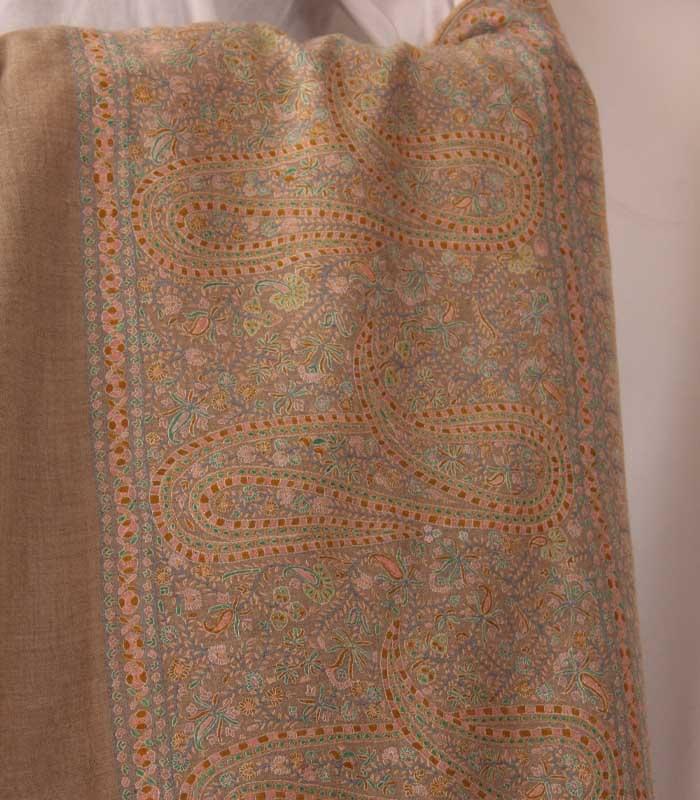 Natural Colored Paladaar Hand Woven Kashmiri 100% Pure Pashmina Shawl 4
