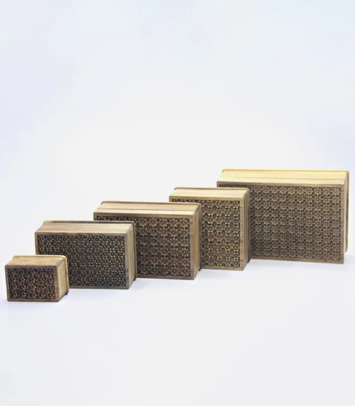 Real Walnut Wood Carved Boxes Small Flower Design- Set Of 5