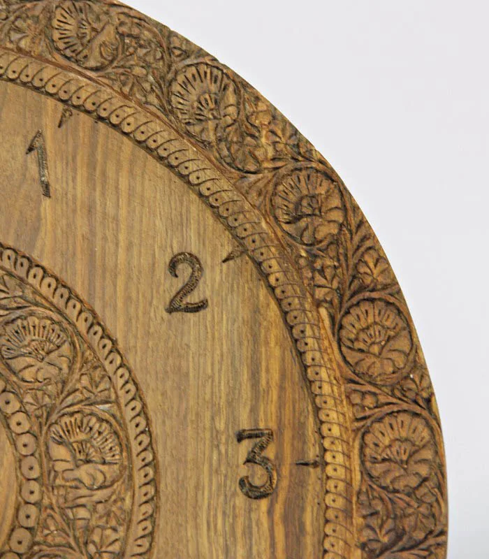 Antique Walnut Wood Hand Carved Wall Clock