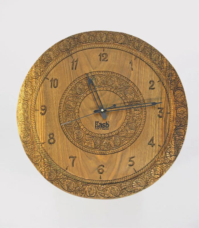 Antique Walnut Wood Hand Carved Wall Clock