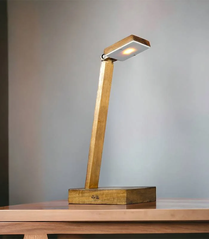 Sensor Touch Walnut Wood Multipurpose Side Table Lamp