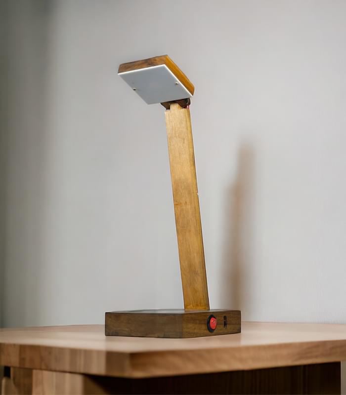 Sensor Touch Walnut Wood Multipurpose Side Table Lamp