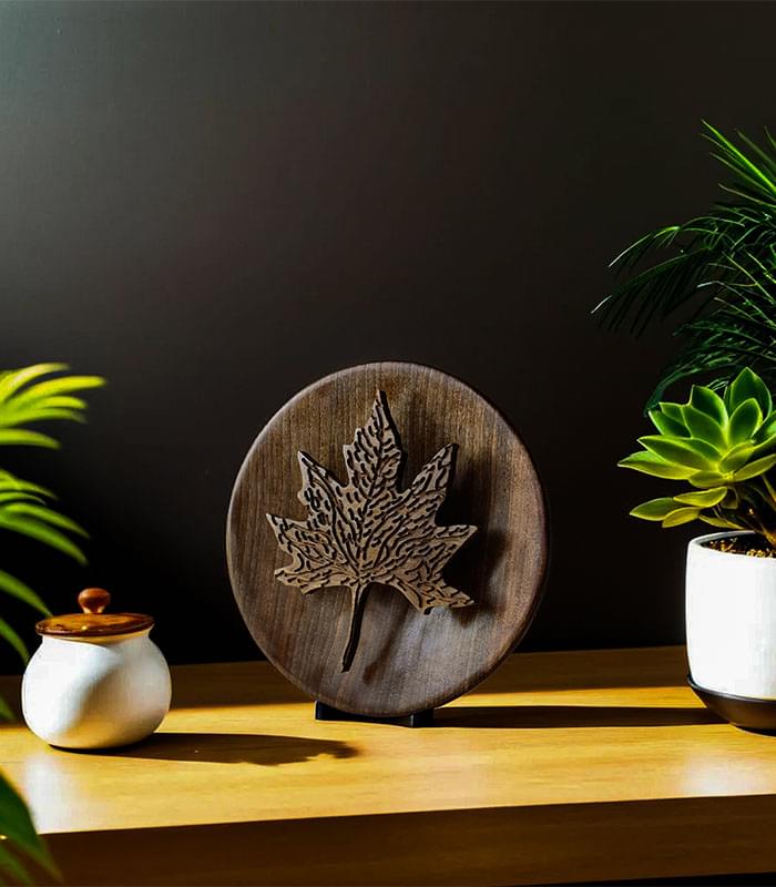 Kashmiri Chinar Leaf Walnut Wood Wall Plate