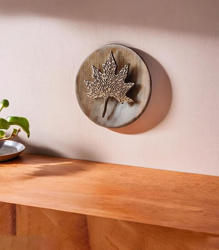Kashmiri Chinar Leaf Walnut Wood Wall Plate