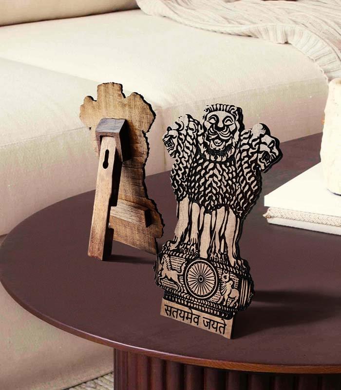 Indian Pride Walnut Wood Emblem Decor