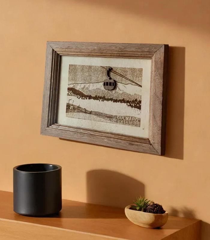 Gandola Scene Artwork-Walnut Wood Frame