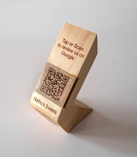 Premium NFC-Enabled Wooden QR Code Plaque - Kashmers.com