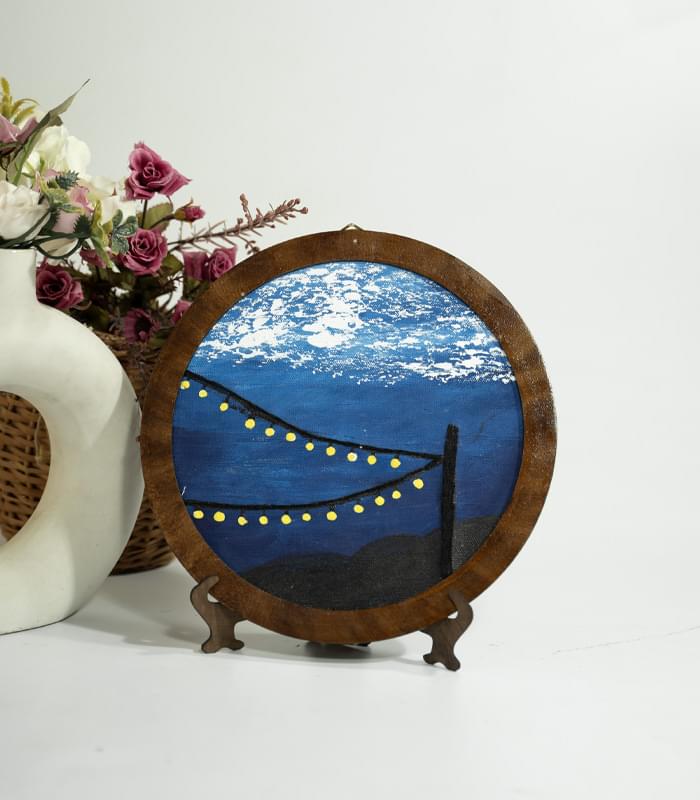 Cozy Night Vibes – Hand Embroidery Art for Wall Decor & Tabletop Display