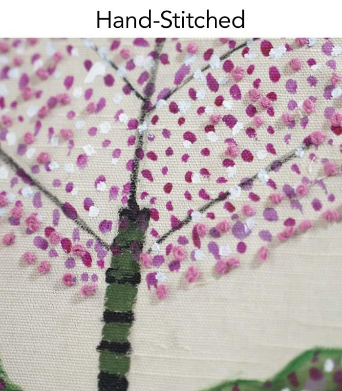 Kashmiri Cherry Bloom – Hand Embroidery Art for Wall Decor & Tabletop Display